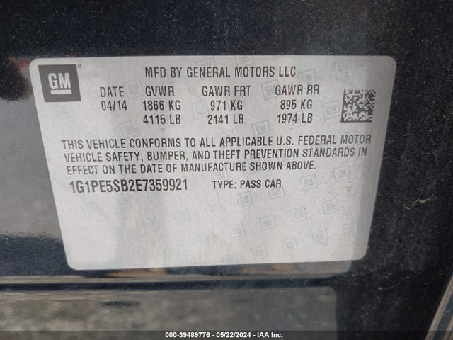 Chevrolet Cruze 2lt Auto 2014 1G1PE5SB2E7359921 Image 9