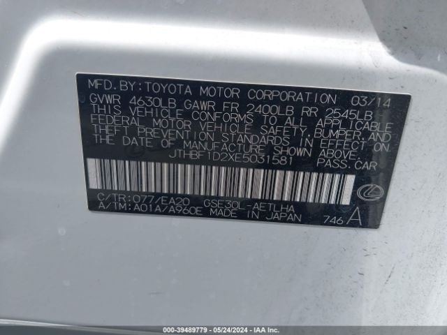 JTHBF1D2XE5031581 Lexus IS 250