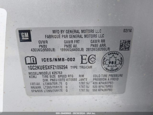 1GC2KUEGXFZ109294 Chevrolet Silverado 2500hd Wt
