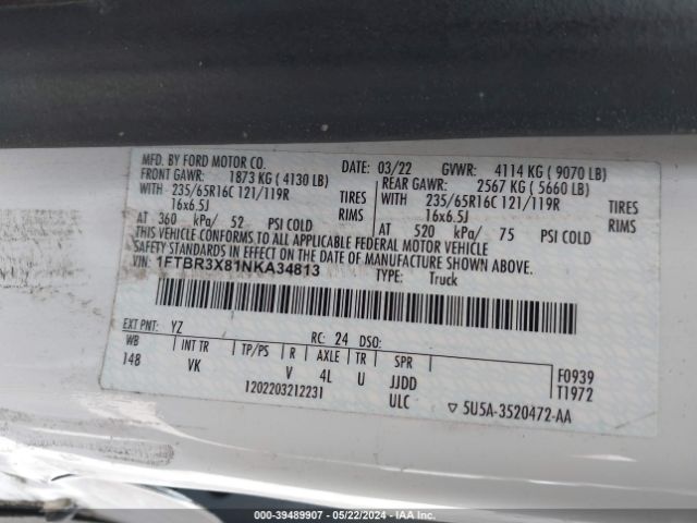 1FTBR3X81NKA34813 Ford Transit-250 Cargo Van