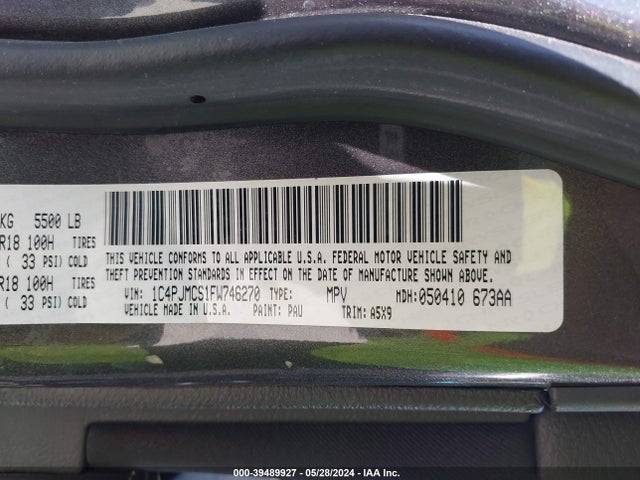 1C4PJMCS1FW746270 Jeep Cherokee Latitude Altitude