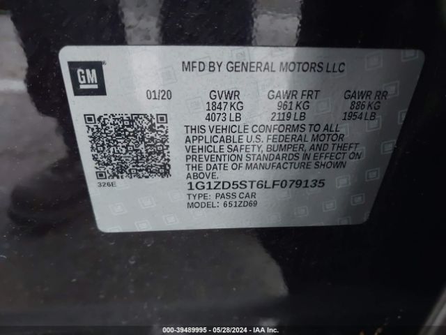 1G1ZD5ST6LF079135 Chevrolet Malibu Fwd Lt