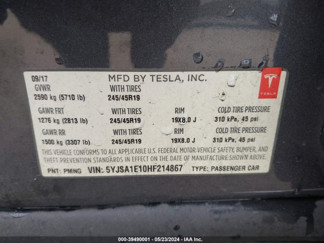 Tesla Model S 60/75 2017 5YJSA1E10HF214867 Image 9