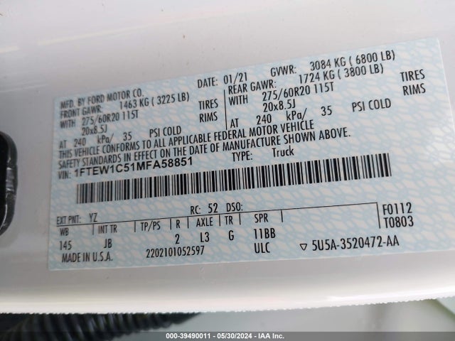 Ford F-150 Xl 2021 1FTEW1C51MFA58851 Image 9