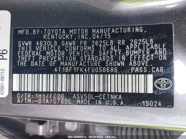 Toyota CAMRY LE 2015 4T1BF1FK4FU056686 Image 9