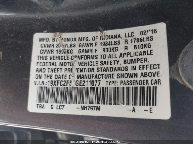 19XFC2F51GE211077 Honda Civic Lx