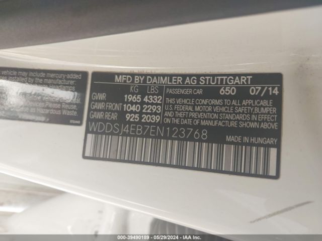 WDDSJ4EB7EN123768 Mercedes-Benz CLA 250