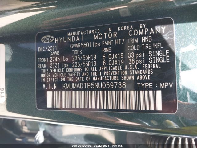 KMUMADTB5NU059738 Genesis Gv70 2.5t Awd