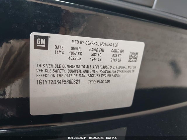 Chevrolet Corvette Z06 2015 1G1YT2D64F5600321 Image 9