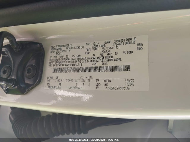 Ford F-150 Platinum 2015 1FTFW1EG2FFB54218 Image 9