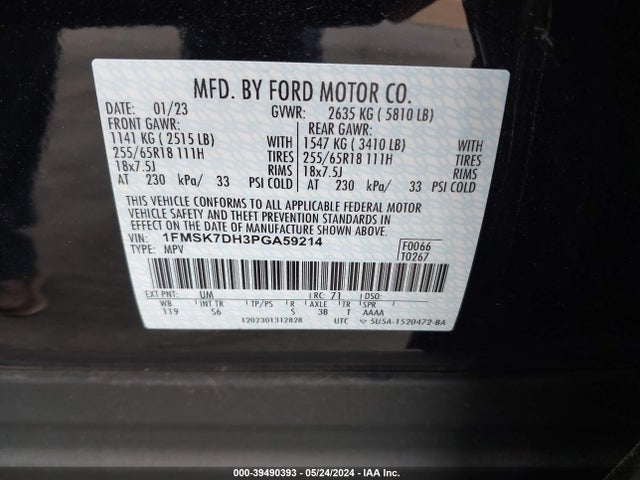 Ford EXPLORER XLT 2023 1FMSK7DH3PGA59214 Image 9