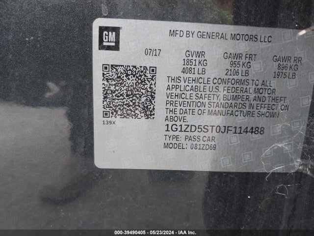 Chevrolet MALIBU LT 2018 1G1ZD5ST0JF114488 Image 9