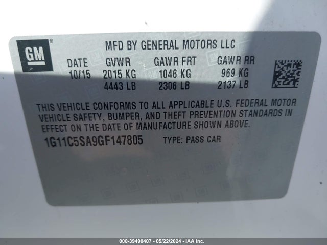 Chevrolet Malibu Limited Lt 2016 1G11C5SA9GF147805 Image 9