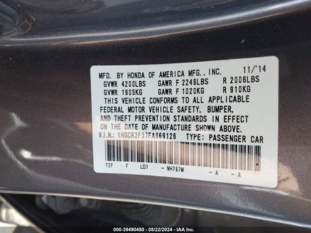 1HGCR2F37FA069126 Honda ACCORD LX