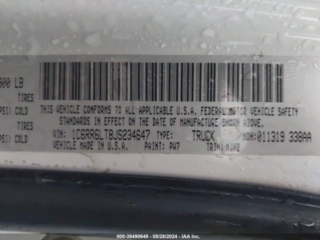 1C6RR6LT8JS234647 RAM 1500 Lone Star Silver  4x2 5'7 Box