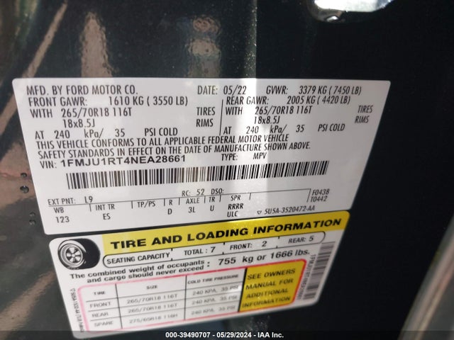 Ford Expedition Timberline 2022 1FMJU1RT4NEA28661 Image 9