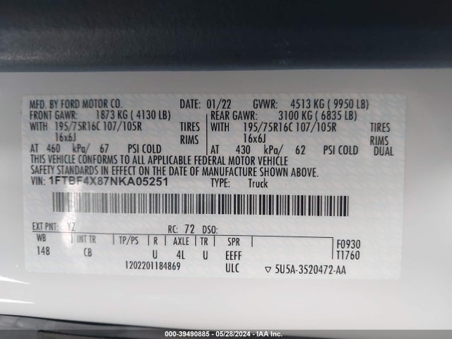 Ford Transit-350 Cargo Van 2022 1FTBF4X87NKA05251 Image 9
