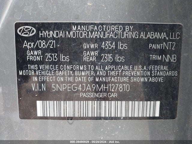 Hyundai SONATA SE 2021 5NPEG4JA9MH127810 Image 9