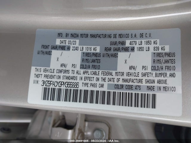 3MZBPACM3PM366886 Mazda Mazda3 2.5 S Preferred