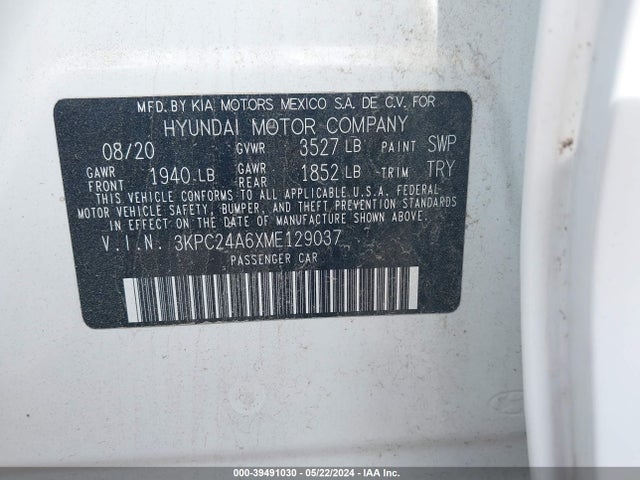Hyundai ACCENT SE 2021 3KPC24A6XME129037 Image 9