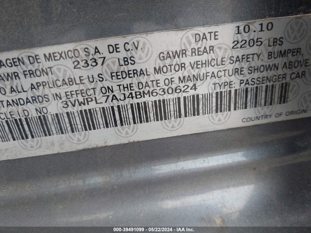 2011 Volkswagen Jetta Sportwagen 2.0l Tdi მანქანა იყიდება აუქციონზე, vin: 3VWPL7AJ4BM630624, აუქციონის ნომერი: 39491099