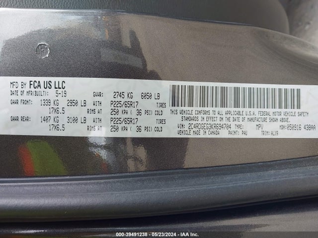 Dodge Grand Caravan Gt 2019 2C4RDGEG3KR694704 Image 9