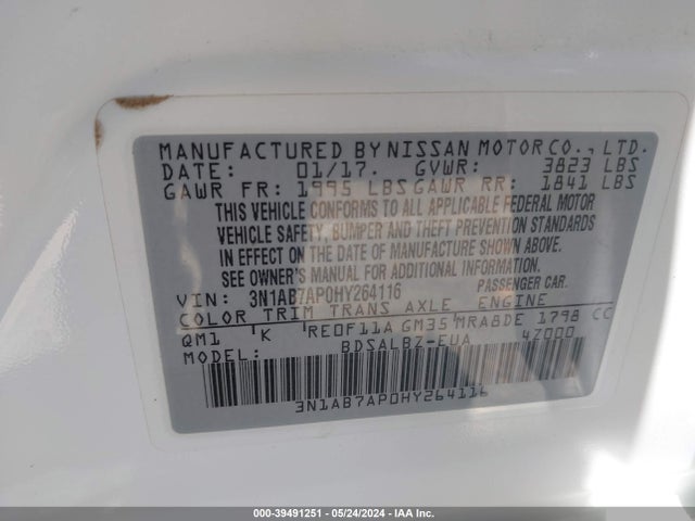 Nissan SENTRA S 2017 3N1AB7AP0HY264116 Image 9