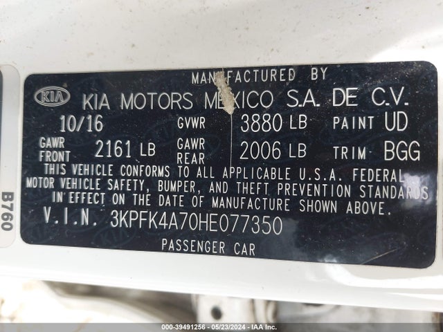 KIA FORTE LX 2017 3KPFK4A70HE077350 Image 9