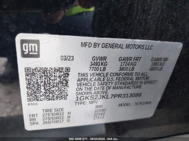 1GKS2JKL7PR313086 GMC Yukon Xl 4wd Denali