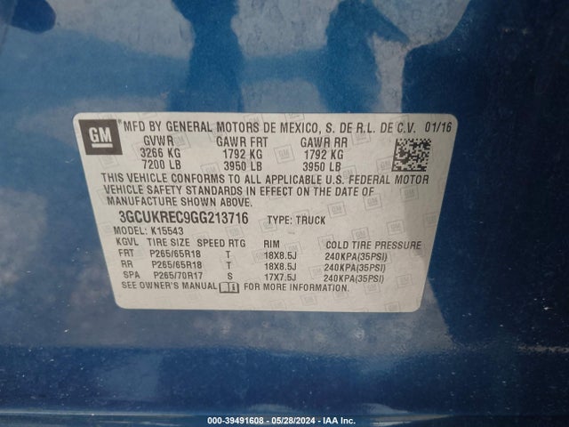 Chevrolet Silverado 1500 2lt 2016 3GCUKREC9GG213716 Image 9