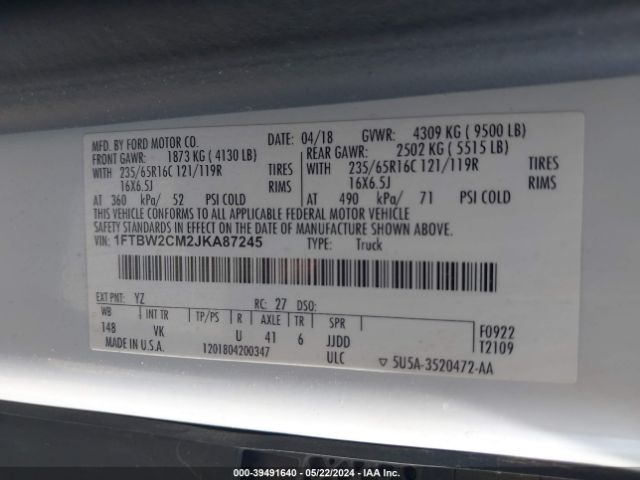 1FTBW2CM2JKA87245 Ford Transit-350