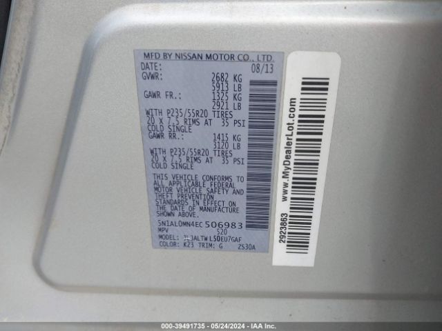 5N1AL0MN4EC506983 Infiniti QX60