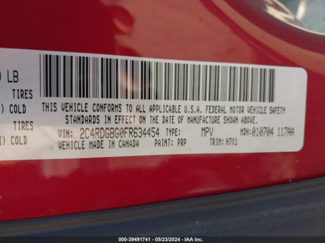 2C4RDGBG0FR634454 Dodge Grand Caravan American Value Pkg