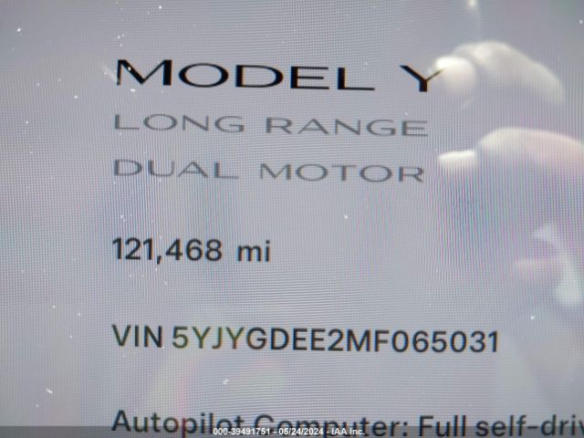 5YJYGDEE2MF065031 Tesla Model Y Long Range Dual Motor All-wheel Drive