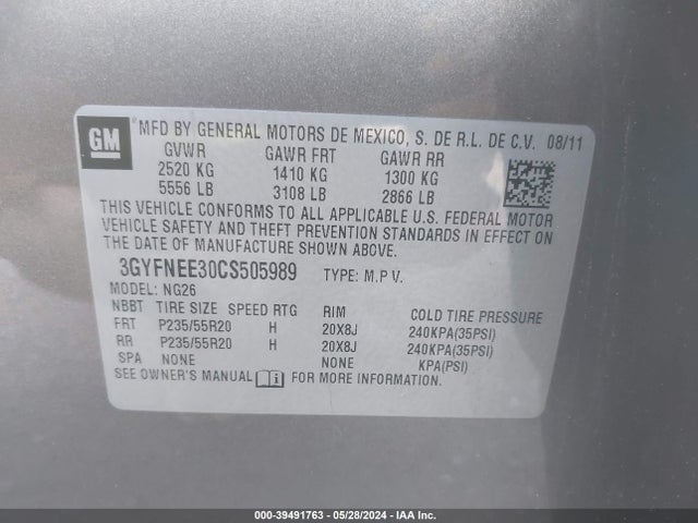2012 CADILLAC SRX 3GYFNEE30CS505989 Photo 8