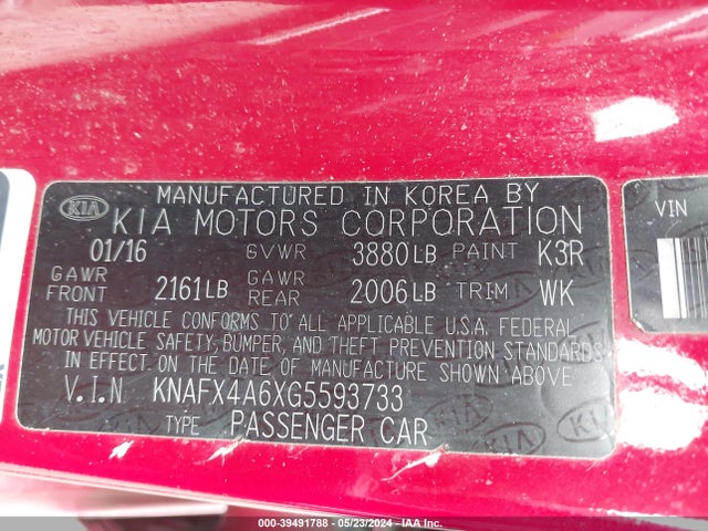 KIA FORTE LX 2016 KNAFX4A6XG5593733 Image 9