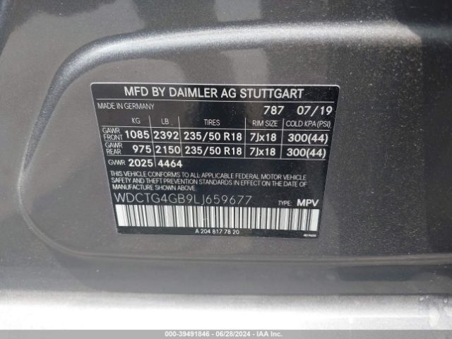 WDCTG4GB9LJ659677 Mercedes-Benz Gla 250 4matic