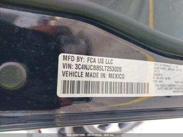 3C4NJCBB5LT253020 Jeep Compass Latitude Fwd