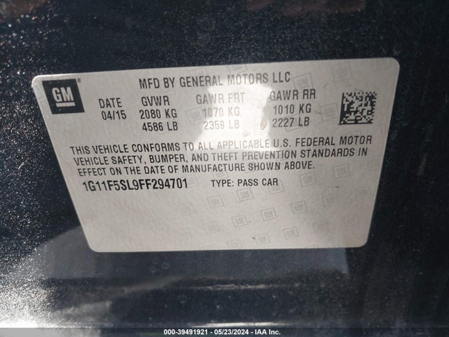 Chevrolet Malibu 1lz 2015 1G11F5SL9FF294701 Image 9