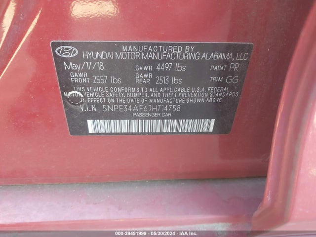 Hyundai Sonata Sel+ 2018 5NPE34AF6JH714758 Image 9