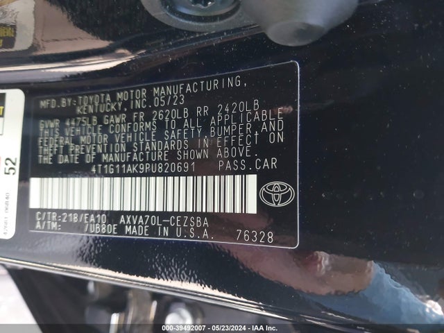 Toyota CAMRY SE 2023 4T1G11AK9PU820691 Image 9