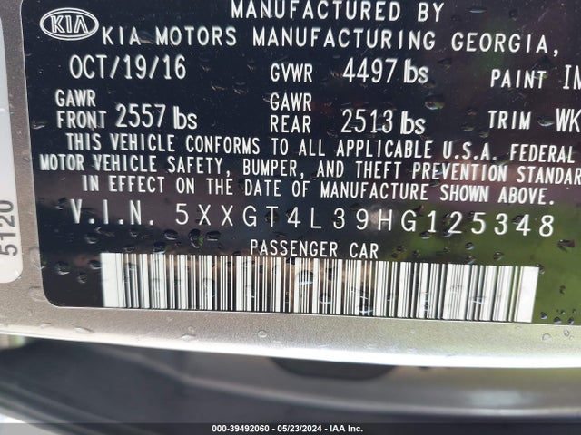 KIA Optima Lx 2017 5XXGT4L39HG125348 Image 9