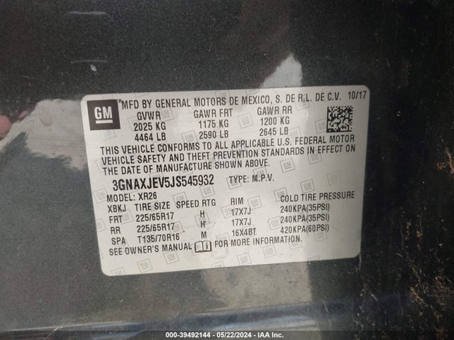 Chevrolet EQUINOX LT 2018 3GNAXJEV5JS545932 Image 9