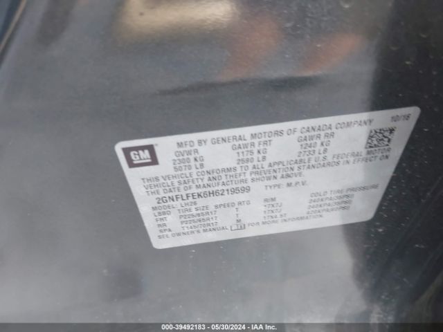2GNFLFEK6H6219599 Chevrolet EQUINOX LT
