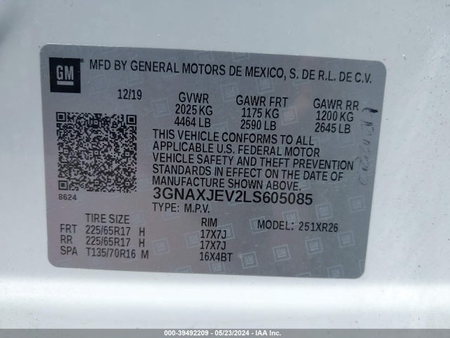 Chevrolet Equinox Fwd 2fl 2020 3GNAXJEV2LS605085 Image 9
