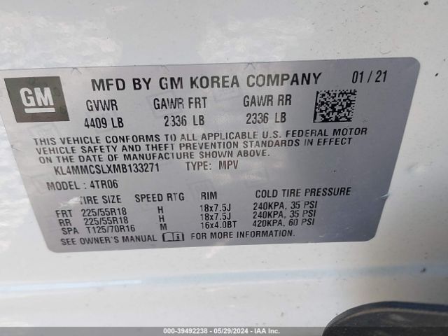 KL4MMCSLXMB133271 Buick Encore Gx Awd Preferred