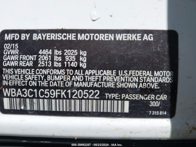 WBA3C1C59FK120522 BMW 328 I Sulev