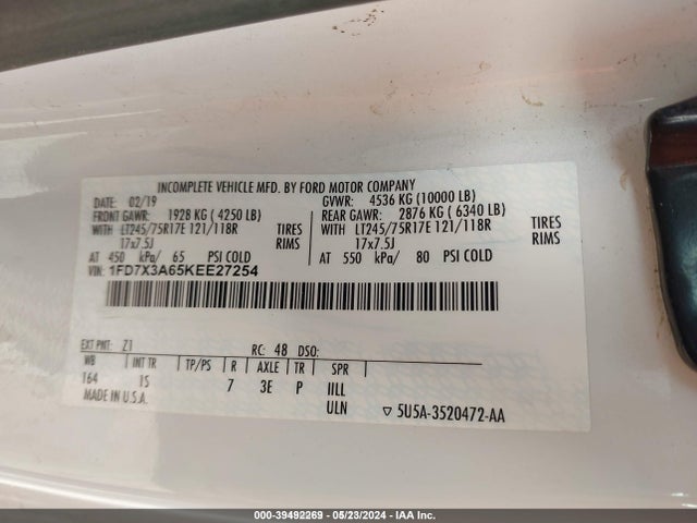 Ford F-350 Xl 2019 1FD7X3A65KEE27254 Image 9