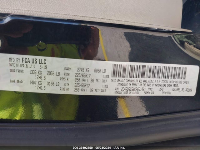 Dodge Grand Caravan Sxt 2019 2C4RDGCG0KR691021 Image 9