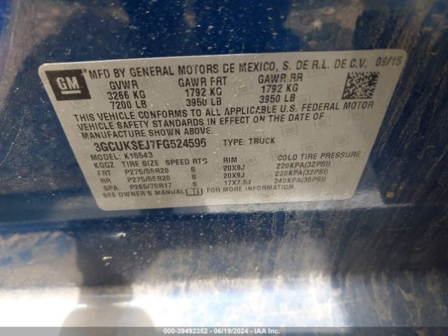 3GCUKSEJ7FG524596 Chevrolet Silverado 1500 1lz